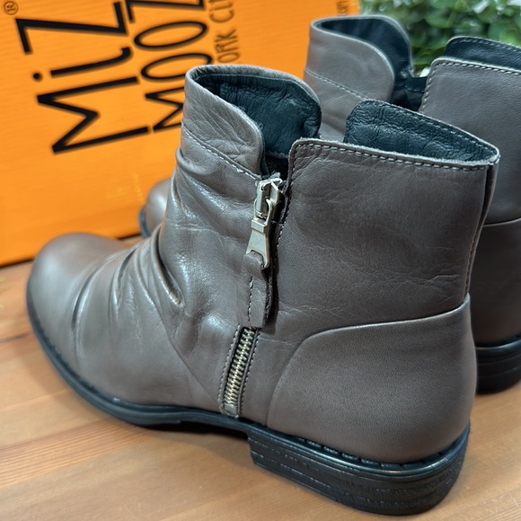 Miz Mooz Lucy Ruched Leather Medium Ankle Boots - Picture 6 of 13